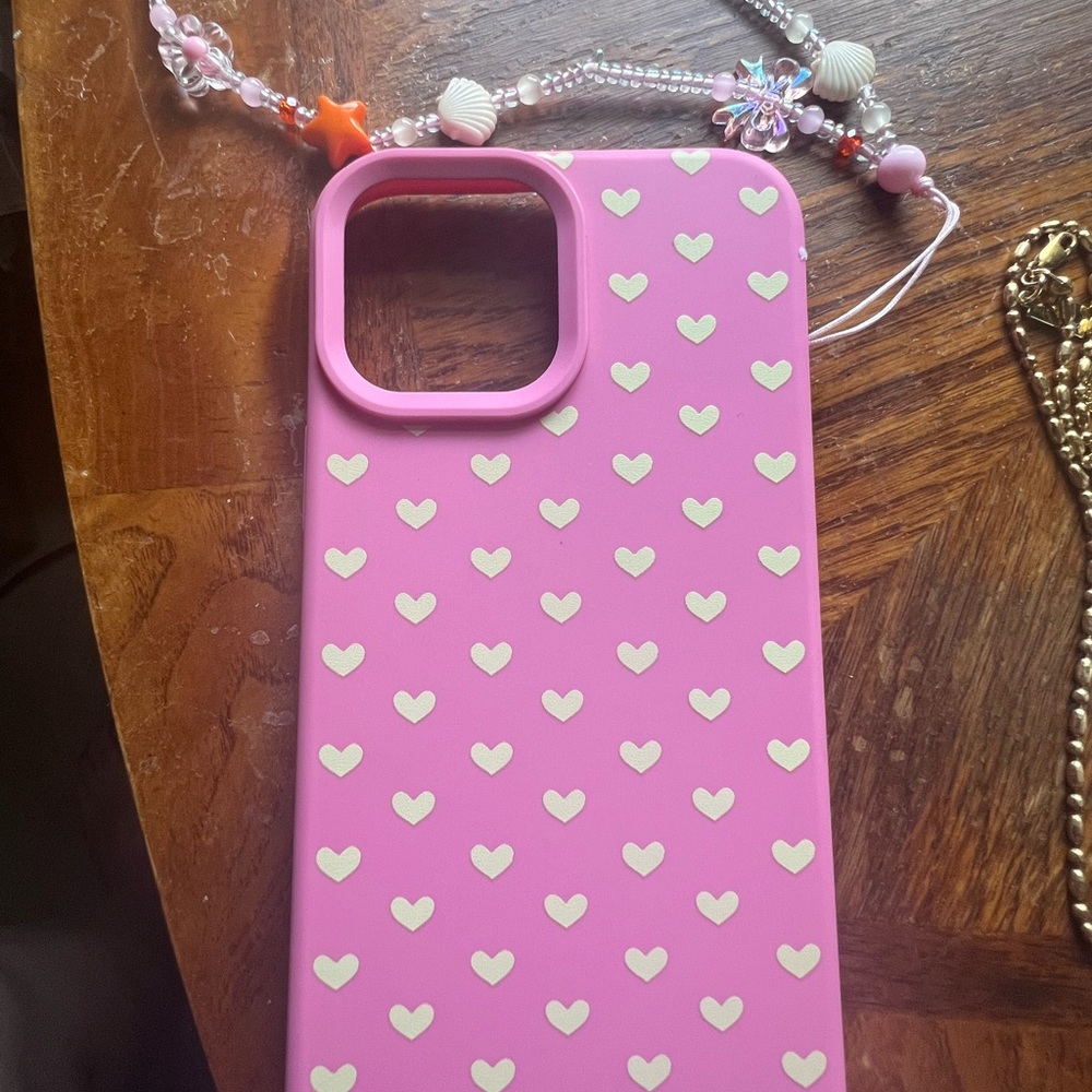 Polly Pocket Pink Heart Design Phone Case with cute decorative charm